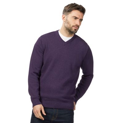 Maine New England Big and tall purple v neck jumper